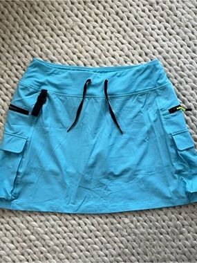 Turquoise Active Utility Mini Skirt with Drawstring Waist